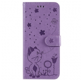 δερματινη θηκη Samsung Galaxy S23 Ultra 5G με κορδονι Strappy Cat And Bees