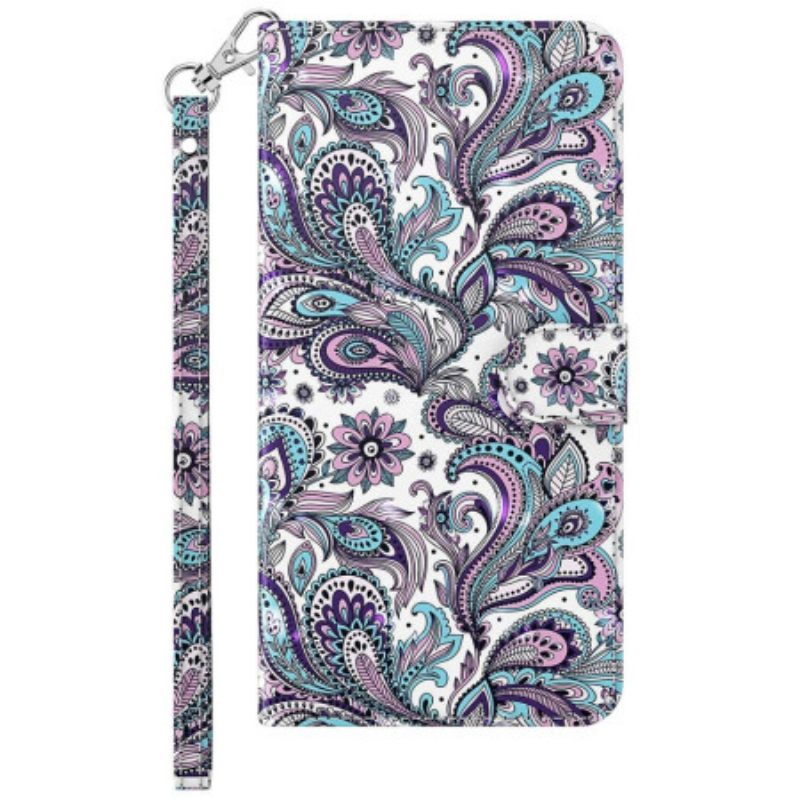 δερματινη θηκη Samsung Galaxy S23 Ultra 5G με κορδονι Strappy Paisley Pattern