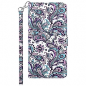 δερματινη θηκη Samsung Galaxy S23 Ultra 5G με κορδονι Strappy Paisley Pattern