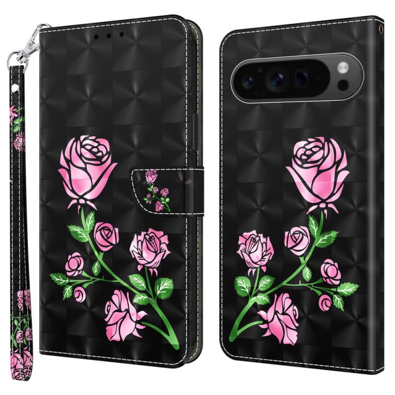 Δερματινη Θηκη Google Pixel 9 Pro Floral Print Strappy