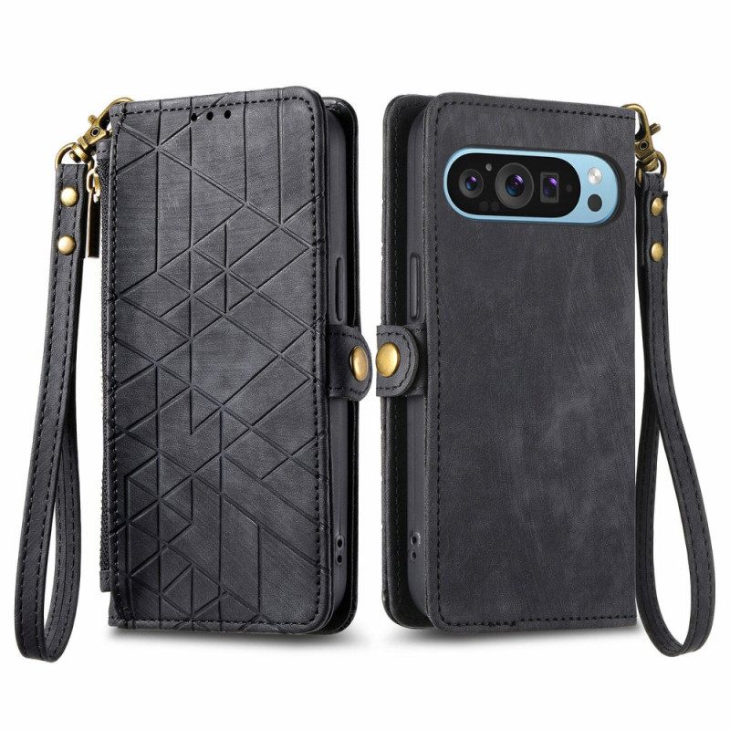 Δερματινη Θηκη Google Pixel 9 Pro Πορτοφόλι Geometry Strap