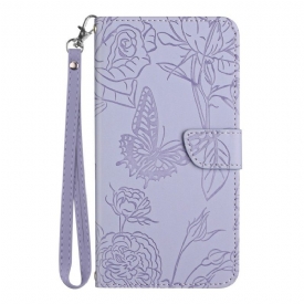 Κάλυμμα Realme C30 με κορδονι Strap Flowers Paillon