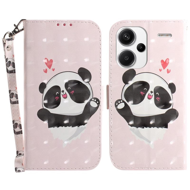 Δερματινη Θηκη Xiaomi Redmi Note 13 Pro Plus 5g Panda Love With Strap