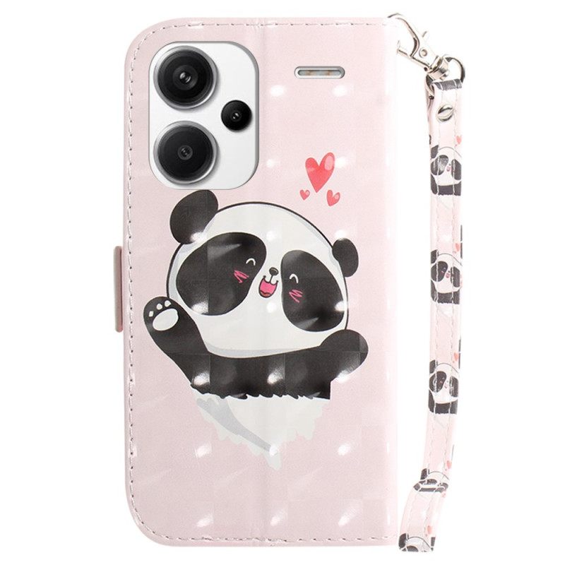 Δερματινη Θηκη Xiaomi Redmi Note 13 Pro Plus 5g Panda Love With Strap