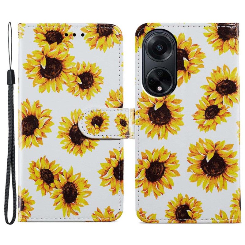 Δερματινη Θηκη Oppo A98 5g Strap Sunflowers