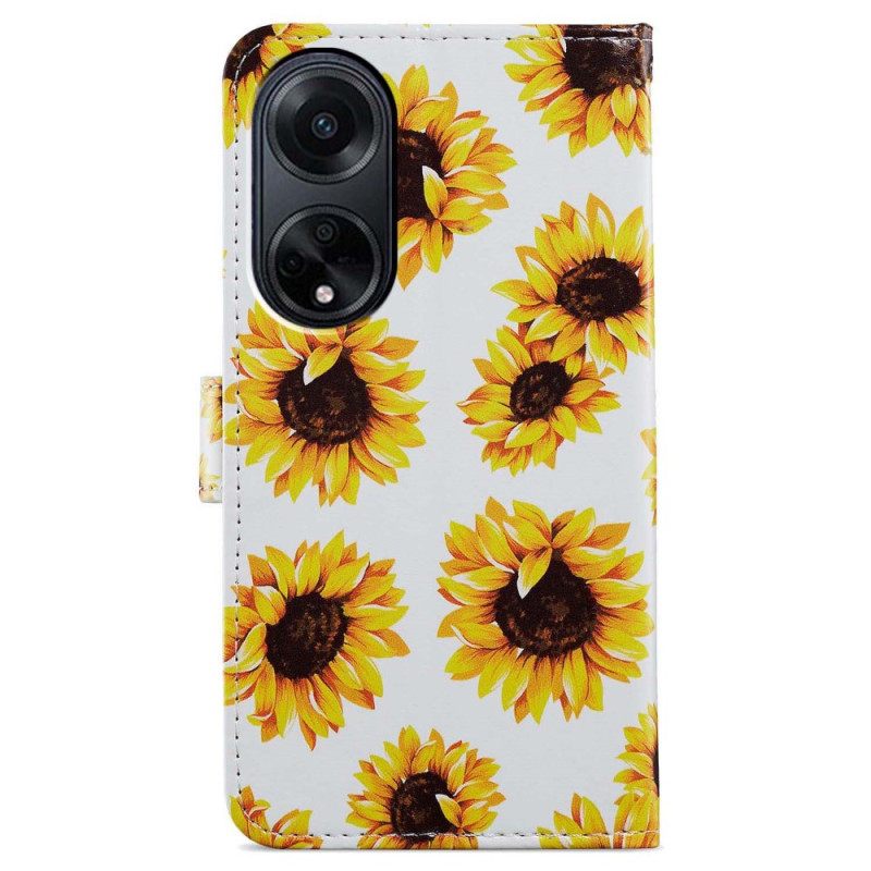 Δερματινη Θηκη Oppo A98 5g Strap Sunflowers