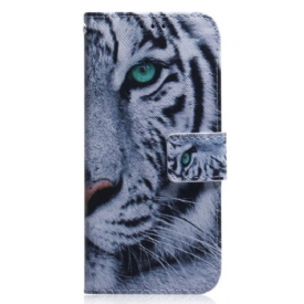 Θήκη Flip Oppo Reno 8 με κορδονι Strappy White Tiger