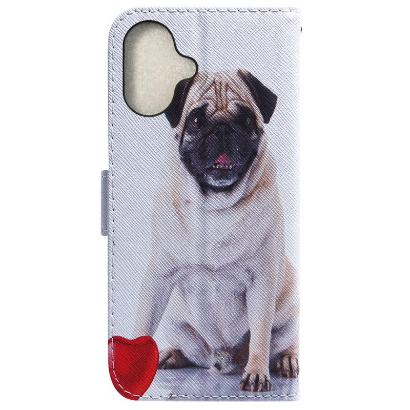 Δερματινη Θηκη iPhone 16 Pug Dog