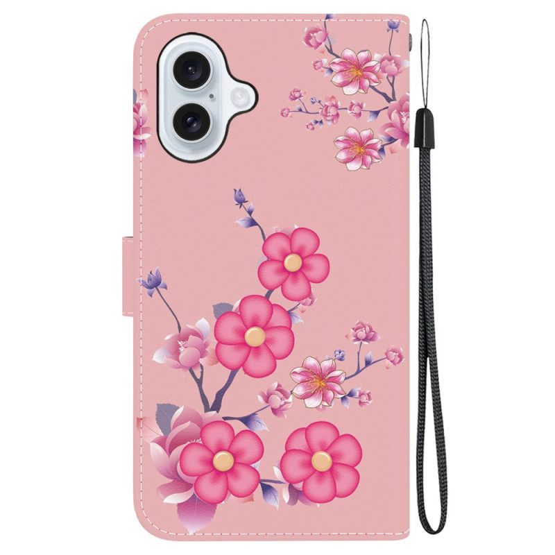 Δερματινη Θηκη iPhone 16 Sakura Strap Σιλικόνης