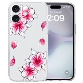 Κάλυμμα iPhone 16 Διαφανές Άκρο Cherry Blossom