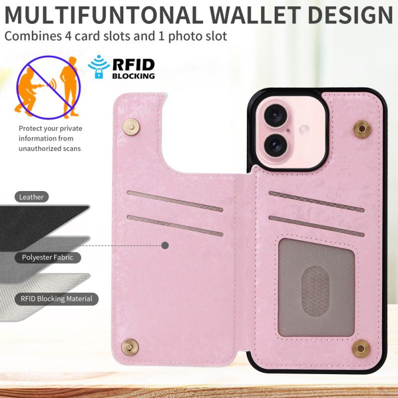 Κάλυμμα iPhone 16 Κάτοχος Κάρτας Floral Rfid