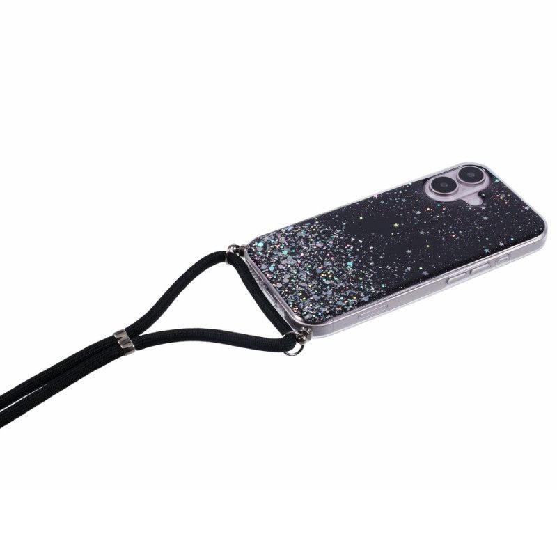 Κάλυμμα iPhone 16 Κορδόνι Σειράς Sequin