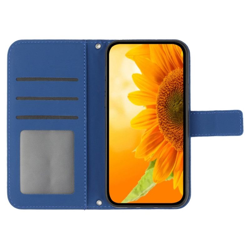 Θηκη Κινητου iPhone 16 Sunflower Print Με Λουράκι