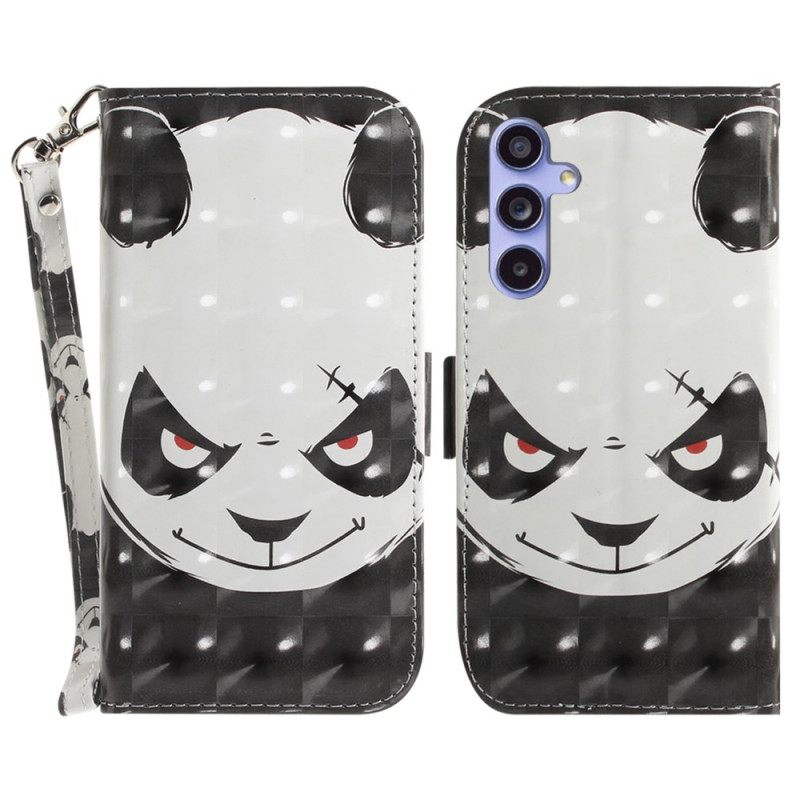 Δερματινη Θηκη Samsung Galaxy A55 5g Angry Panda Με Λουράκι