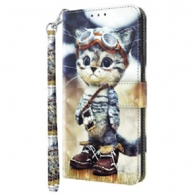 Δερματινη Θηκη Samsung Galaxy A55 5g Aviator Cat Με Λουράκι