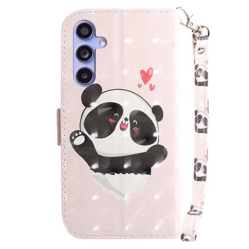 Δερματινη Θηκη Samsung Galaxy A55 5g Panda Love With Strap