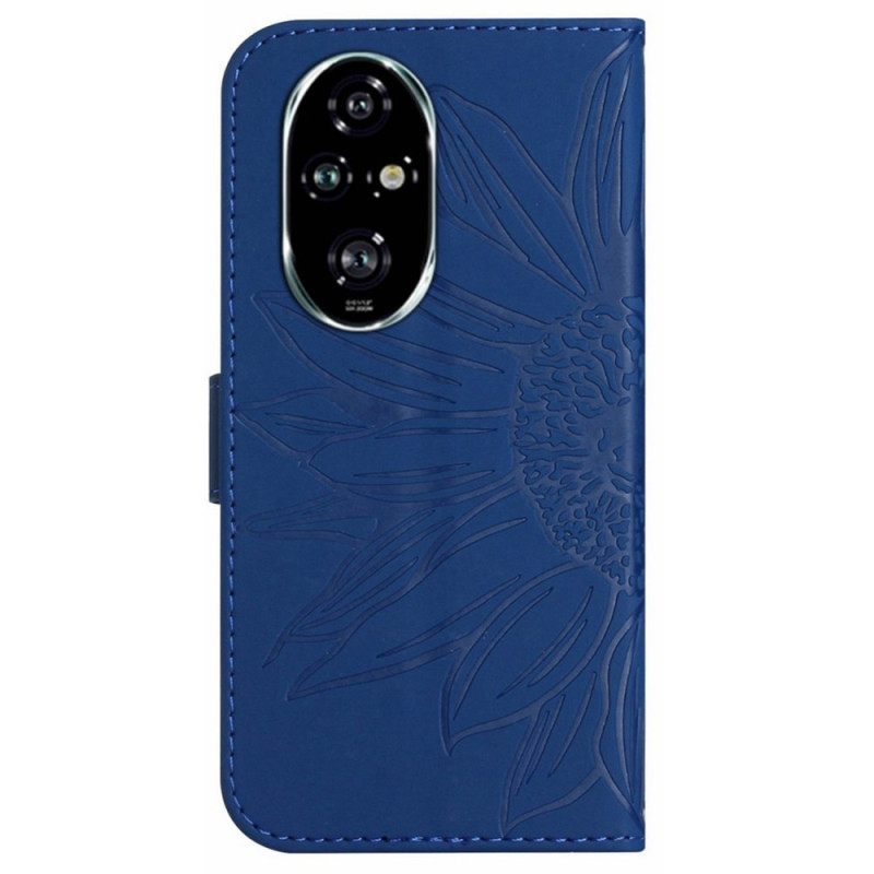 Δερματινη Θηκη Honor 200 Pro Sunflower Print Με Ιμάντα Ώμου