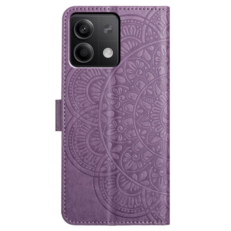 Δερματινη Θηκη Xiaomi Redmi Note 13 5g Εκτύπωση Mandala Με Κορδόνι