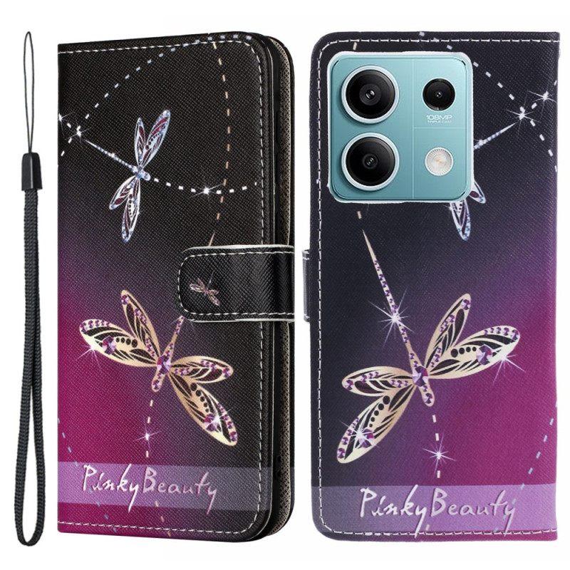 Δερματινη Θηκη Xiaomi Redmi Note 13 5g Strap-on Dragonflies Σιλικόνης