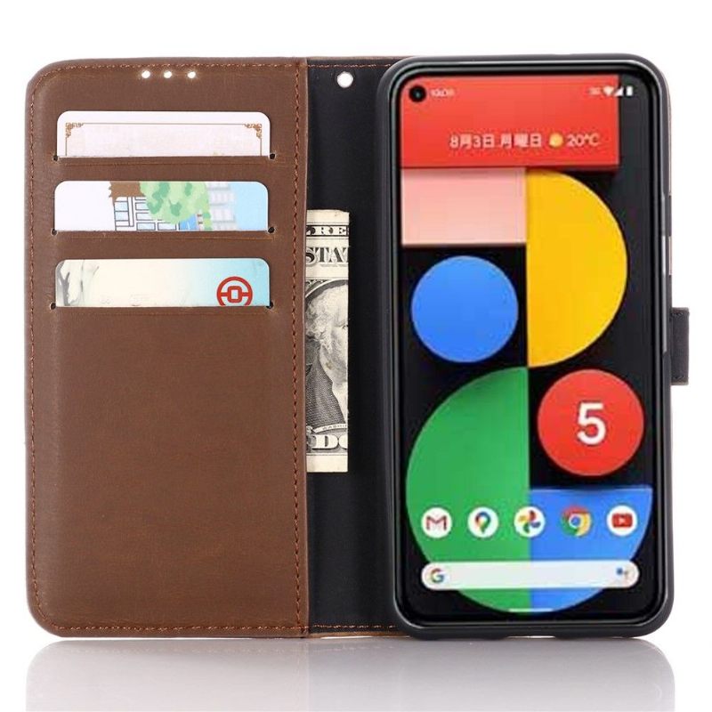 δερματινη θηκη Google Pixel 5 Θήκη Flip Faux Leather Retro