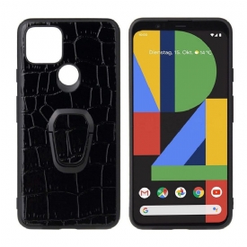 Θήκη Google Pixel 5 Εφέ Κροκ Με Δαχτυλίδι