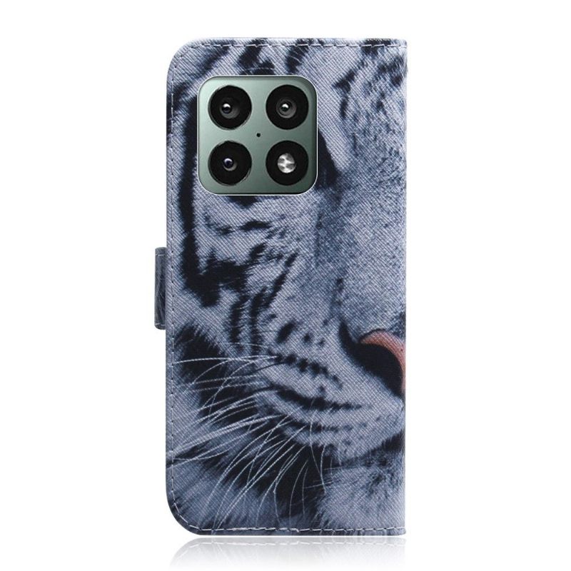 Θήκη Flip OnePlus 10 Pro Tiger Pattern Λειτουργία Υποστήριξης