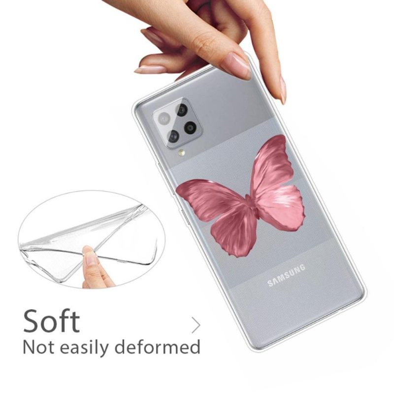 Θήκη Samsung Galaxy A42 5G Pink Butterfly