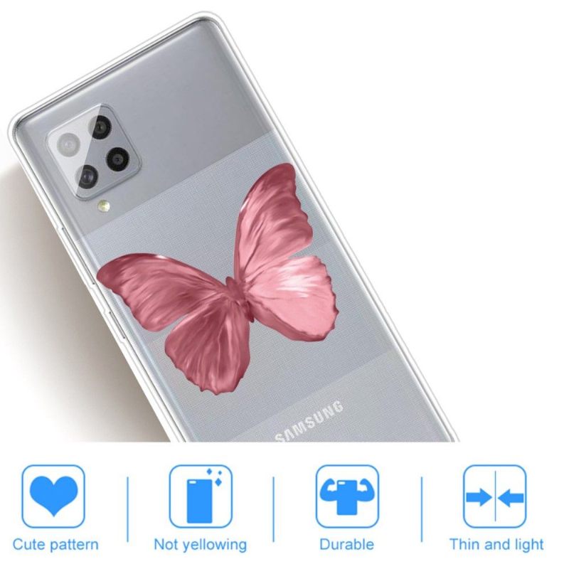 Θήκη Samsung Galaxy A42 5G Pink Butterfly