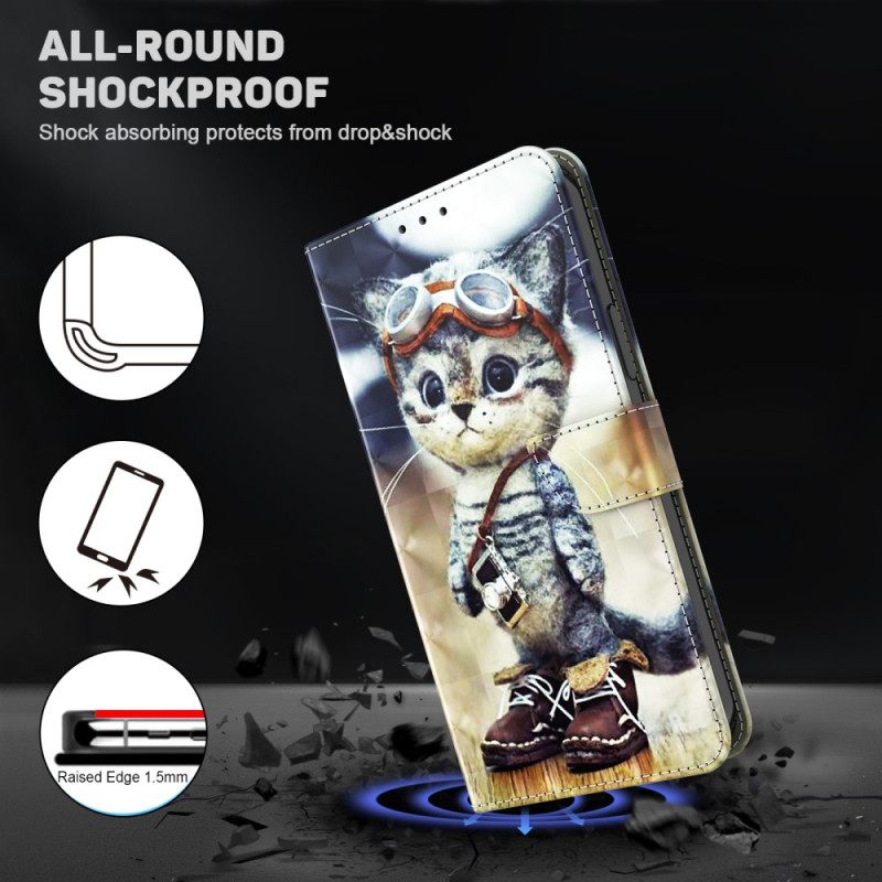 Δερματινη Θηκη Google Pixel 8 Pro Aviator Cat Με Λουράκι Σιλικόνης