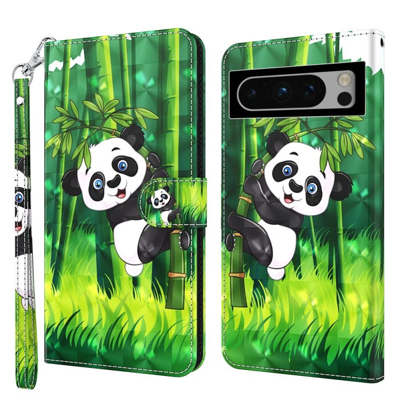 Δερματινη Θηκη Google Pixel 8 Pro Panda Bamboo Με Λουράκι