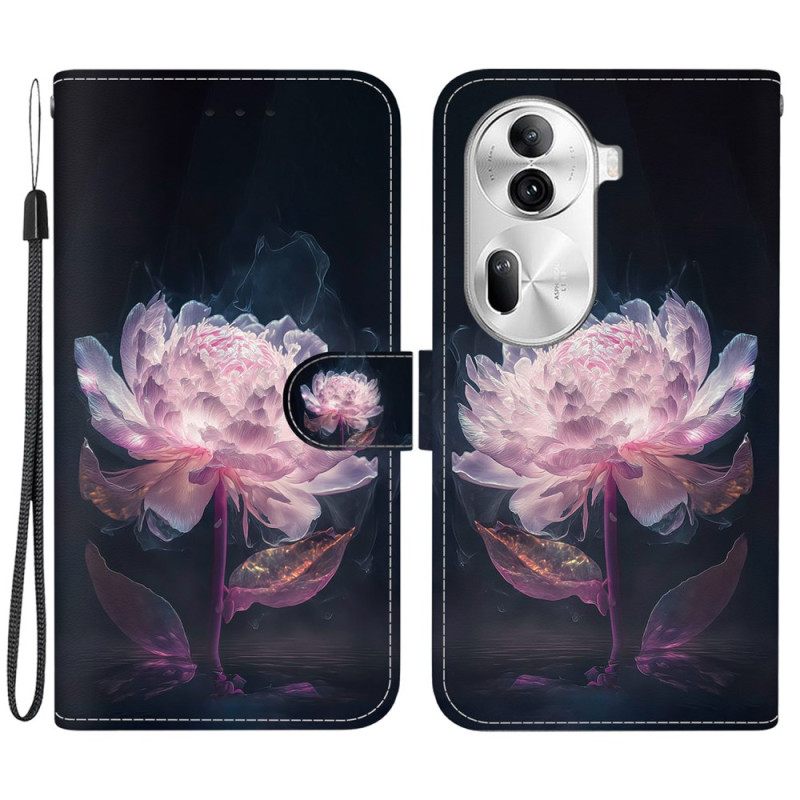 Θηκη Κινητου Oppo Reno 11 Pro 5g Θήκες Κινητών Μωβ Παιώνια Με Λουράκι