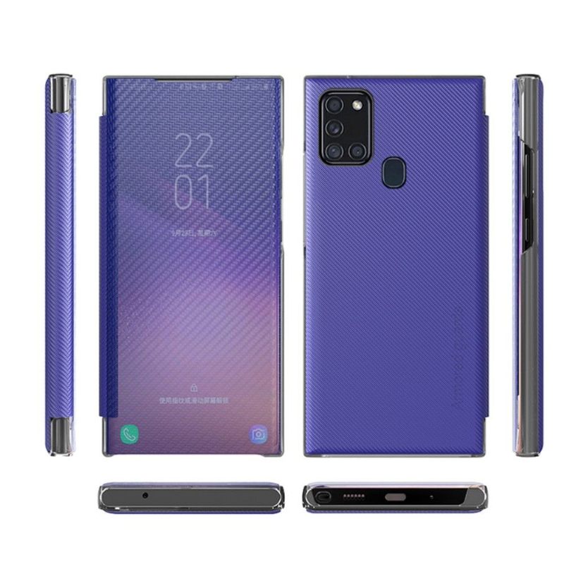 θηκη κινητου Samsung Galaxy A21s Θήκη Flip Ίνα Άνθρακα