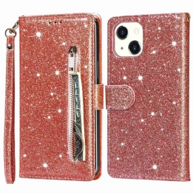 Κάλυμμα iPhone 14 Plus Πορτοφόλι Glitter Coin