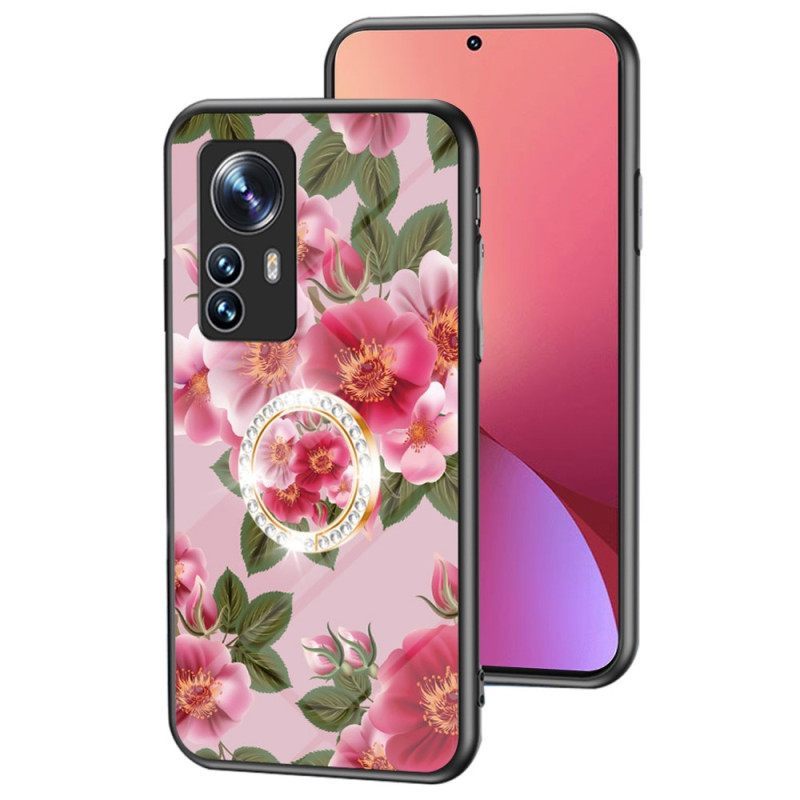 θηκη κινητου Xiaomi 12 / 12X Tempered Glass Με Flower Ring