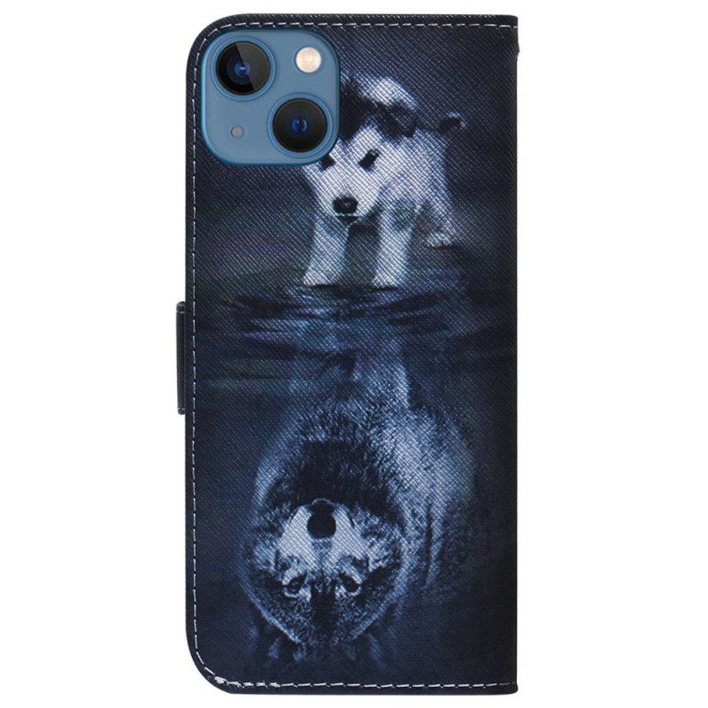 δερματινη θηκη iPhone 15 Puppy Dream