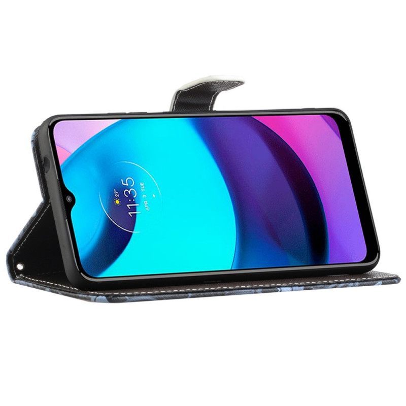 δερματινη θηκη Moto G71 5G με κορδονι Strappy Dragonflies