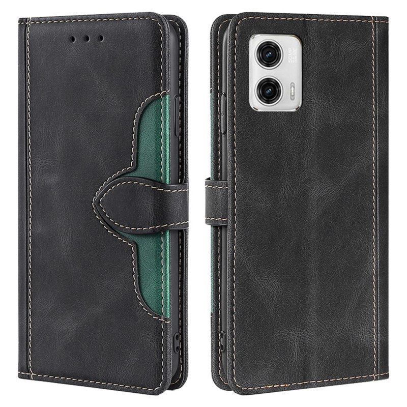 δερματινη θηκη Moto G73 5G Faux Leather Bicolor Stylish