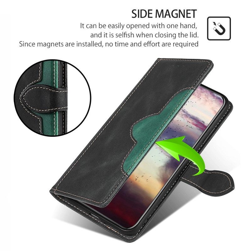 δερματινη θηκη Moto G73 5G Faux Leather Bicolor Stylish