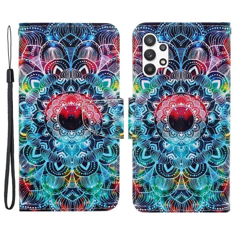 δερματινη θηκη Samsung Galaxy A13 με κορδονι Flashy Strappy Mandala