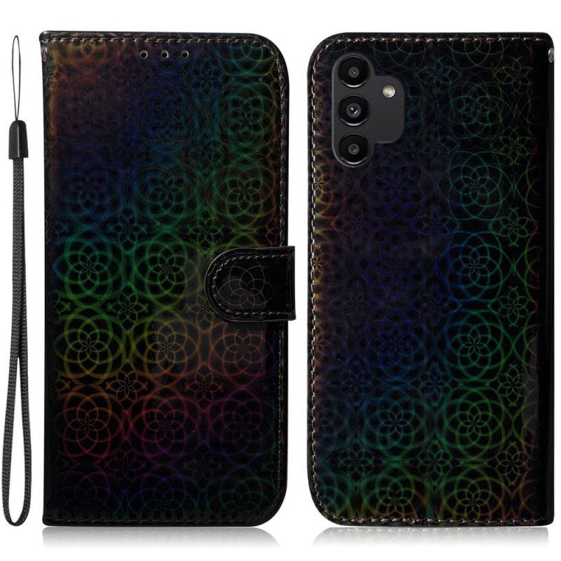 δερματινη θηκη Samsung Galaxy A13 με κορδονι Strappy Psychedelic Flowers