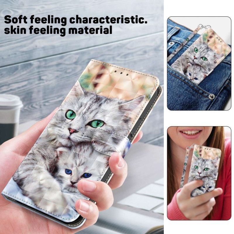 δερματινη θηκη Samsung Galaxy A14 / A14 5G με κορδονι Μόνο Thong Cats