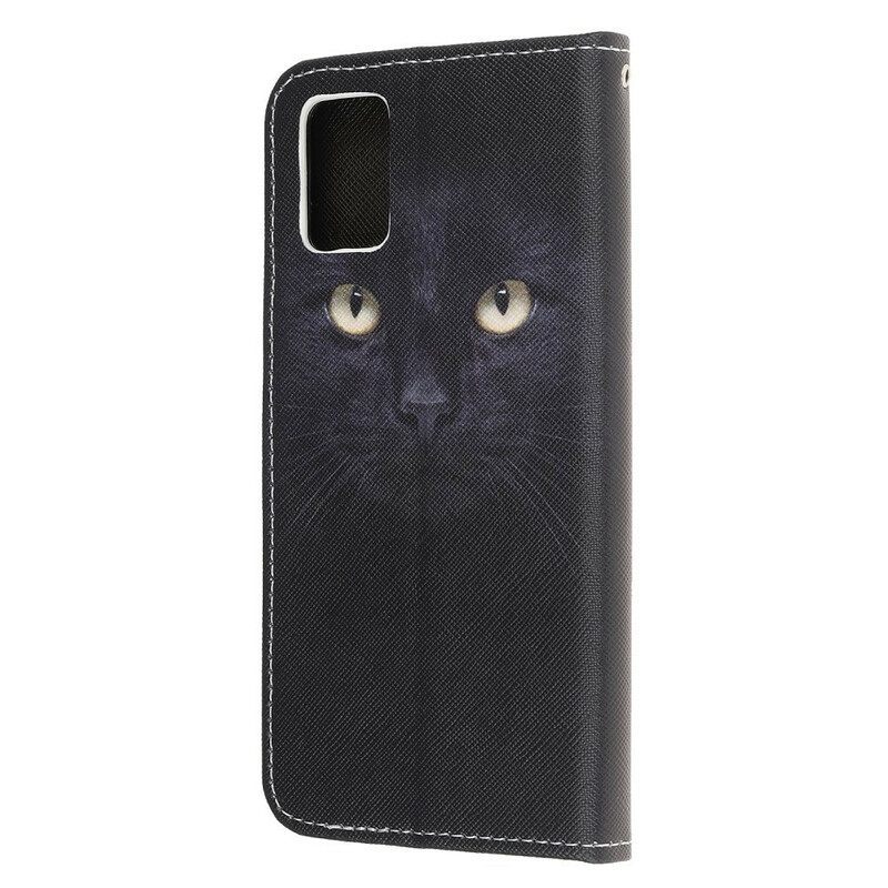 δερματινη θηκη Samsung Galaxy A52 4G / A52 5G / A52s 5G με κορδονι Strappy Black Cat Eyes