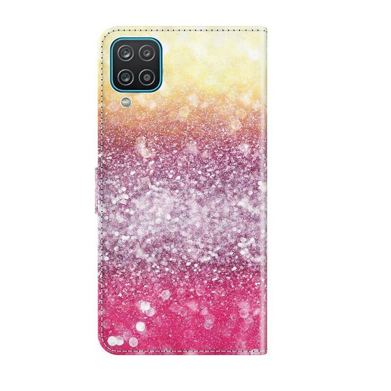 δερματινη θηκη Samsung Galaxy M12 / A12 Magenta Glitter Gradient