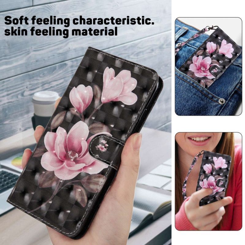 δερματινη θηκη Samsung Galaxy S23 5G με κορδονι Strappy Floral