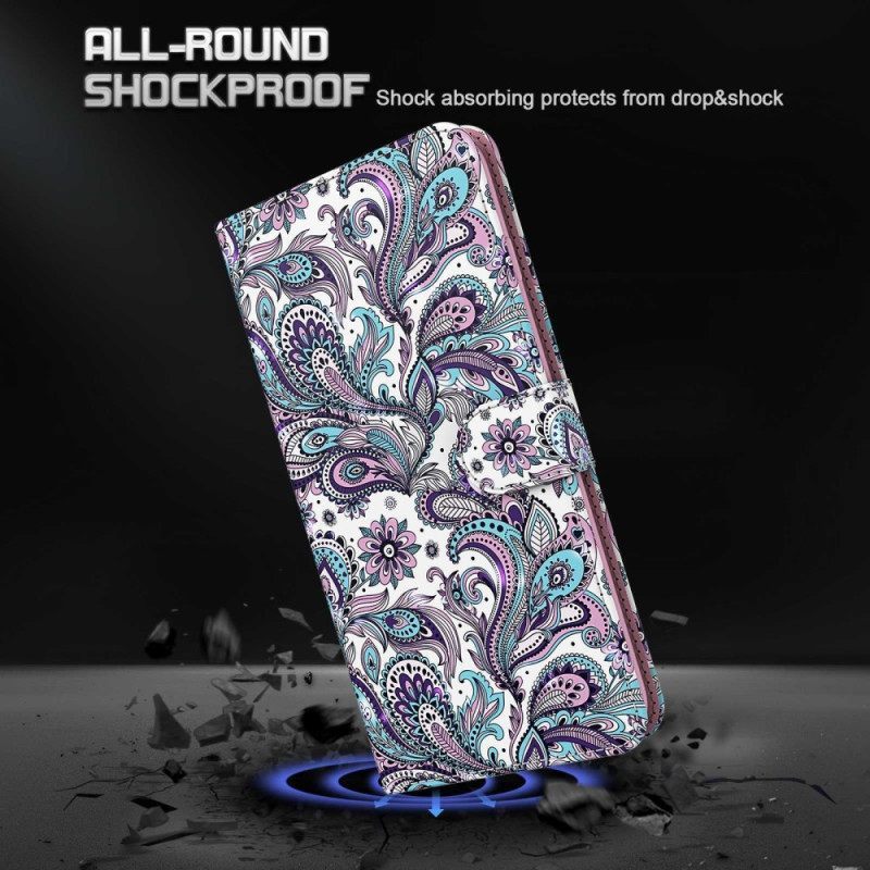 δερματινη θηκη Samsung Galaxy S23 5G με κορδονι Strappy Paisley Pattern