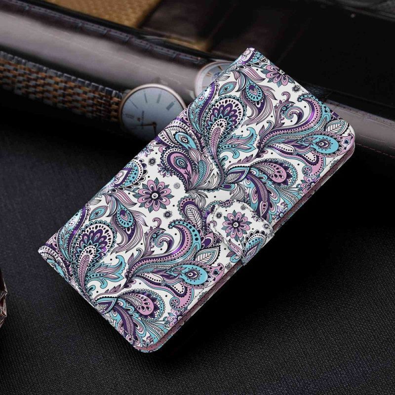 δερματινη θηκη Samsung Galaxy S23 5G με κορδονι Strappy Paisley Pattern