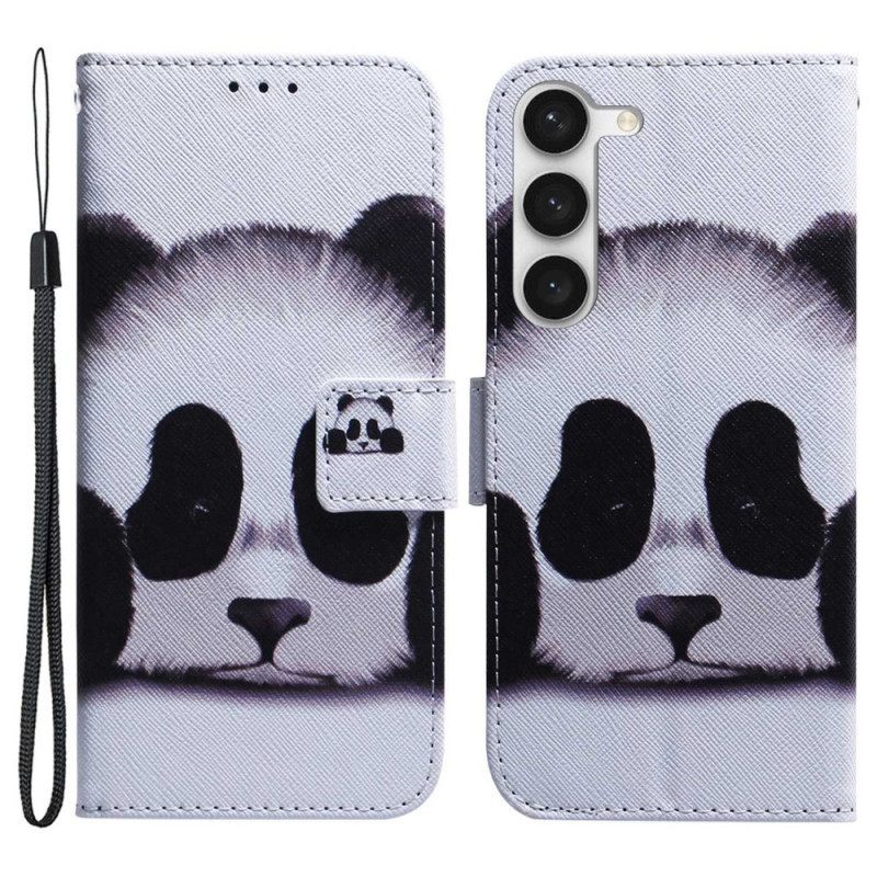 δερματινη θηκη Samsung Galaxy S23 Plus 5G με κορδονι Το Lanyard Panda Μου