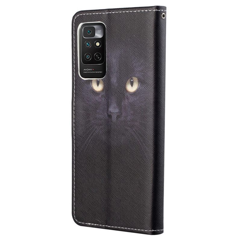 δερματινη θηκη Xiaomi Redmi Note 11 / 11S με κορδονι Strappy Black Cat Eyes