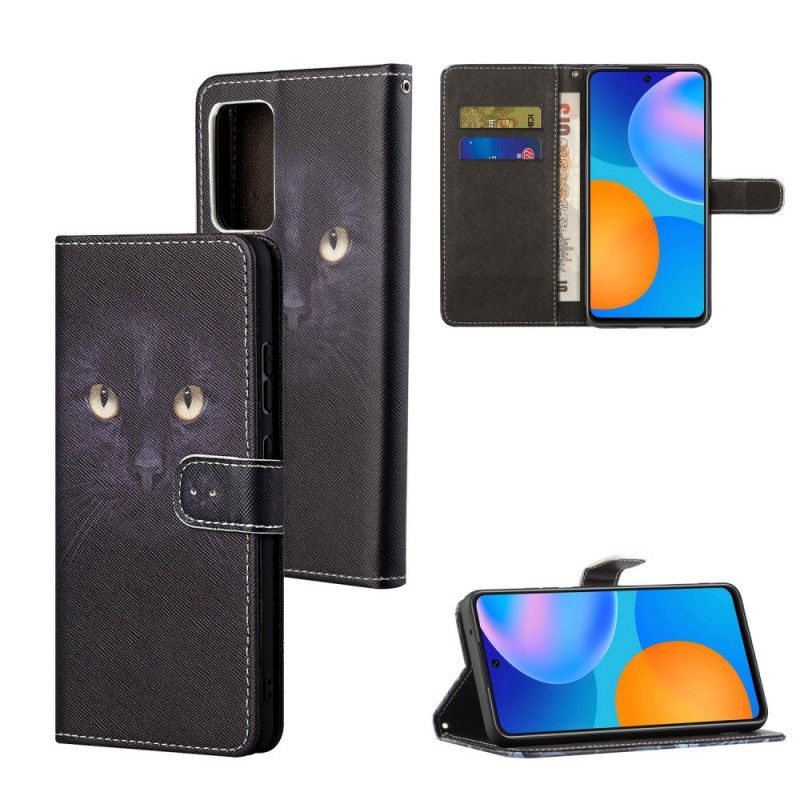 δερματινη θηκη Xiaomi Redmi Note 11 / 11S με κορδονι Strappy Black Cat Eyes