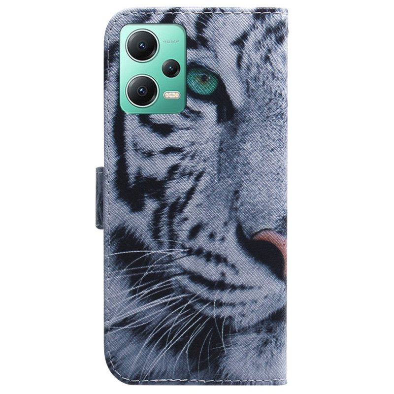 δερματινη θηκη Xiaomi Redmi Note 12 5G με κορδονι Strappy White Tiger